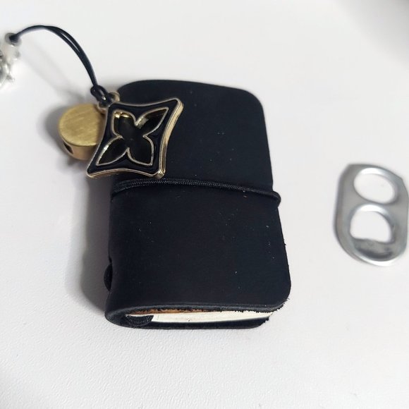 Small Leather Mini Personal 1-3/4" x 2" Key Chain Blank Journal Charm Closure - Picture 1 of 6